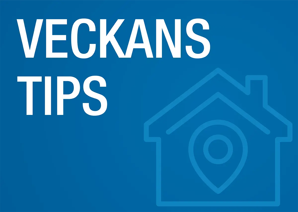 Illustration av hus samt texten "Veckans tips"