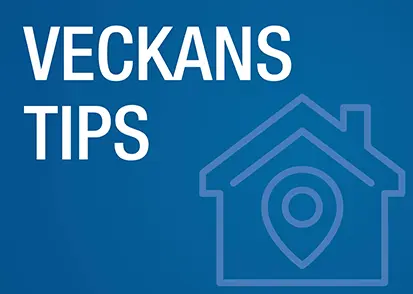 Illustration av hus samt texten "Veckans tips"